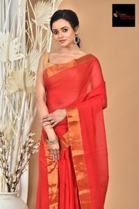 ผ้าส่าหรีผ้าฝ้ายเนื้อเบาสีพื้นสำหรับฤดูร้อน  แบบทอเรียบง่าย  แห้งเร็ว เป็นมิตรกับสิ่งแวดล้อม น้ำหนัก 400 กรัม สำหรับงานแต่งงาน ความกว้าง 6.3 เมตร - Product Image 5