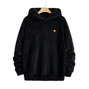<b>Mens</b> <b>Sherpa</b> Fleece Lined Oversized <b>Hoodie</b> Solid Color Pullover Soft Plush Warm Winter Casual Full Sleeve Cozy Outdoor Wear - Product Image 1
