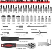 Juego de Llaves de Trinquete de 46 Piezas, Juego de Llaves de Tubo de Alta Resistencia, para Mecánicos de Automóviles, Bricolaje, Estuche Rojo, Acero al Carbono OEM KAILUN