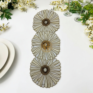 Chemin de table en perles, sous-plat, fait à la main, brodé, multicolore, décoration stylée - Product Image 1