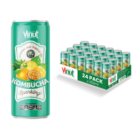 Kombucha Witte Thee & Tropische Mix Vinut 250Ml Blikje Sap Drink-Oem Odm Aanpasbare Groothandelsprijs Gratis Monster Beschikbaar