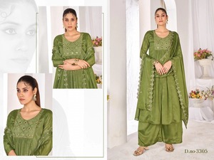 Nuevo Chino Viscose con bordado y Khalid Work Kurti con conjuntos de encogimiento de hombros para mujer - Product Image 2