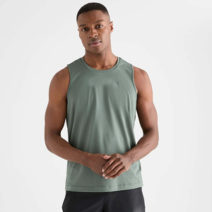 Camiseta sin mangas de mezcla de poliéster/algodón de secado rápido para hombre, camiseta sin mangas informal de entrenamiento de 180g ecológica de punto transpirable - Product Image 2