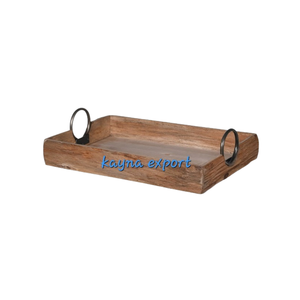 ถาดไม้สำหรับตกแต่งพร้อมแผ่นโลหะสีทองสวยงามถาดเสิร์ฟบนโต๊ะถาดไม้สำหรับตกแต่ง - Product Image 3