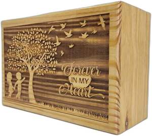 Decorative Urns <b>Wooden</b> Ashes <b>Storage</b> <b>Box</b> Loving Movement Tree Engraving Design <b>Large</b> Urn Personalized Urn For Ashes Pinewood - Product Image 6