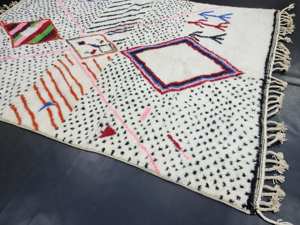 Meilleure vente artistique marocain tapis à pois à la main en laine de mouton coloré laine Plash berbère marocain tapis en laine pour votre chambre - Product Image 3