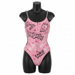 Traje de baño de una pieza para mujer, nailon y elastano elástico, color mostaza, con paneles de bolsillo utilitarios y logotipo personalizado para traje de baño. - Product Image 6