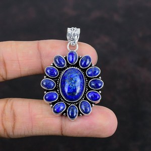 Lapis Lazuli Gemstone Pendentif 925 Sterling Silver Handmade Designer Pendentif Naturel Gemstone Bijoux Cadeau De Noël - Product Image 6