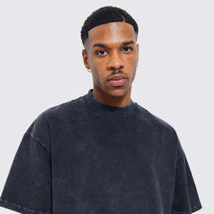 T-shirt streetwear Stone Wash, look rétro délavé, séchage rapide, logo personnalisable, devant vierge, prix direct usine - Product Image 3