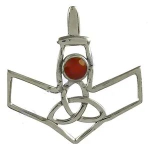 Colgante celta de plata 925 en oro rosa con piedra preciosa de rubí rojo, chapado en rodio, amuleto religioso para mujer - Product Image 1