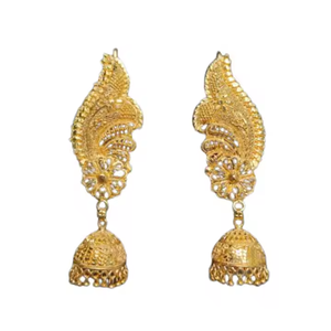 Boucles d'oreilles sur mesure OEM serties de boucles d'oreilles traditionnelles en plaqué or 22CT style Jhumka bijoux à vendre - Product Image 2