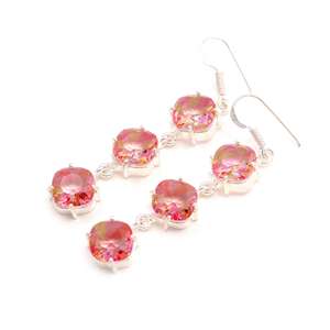 Bio Tourmaline 925เงินสเตอร์ลิงต่างหูลดลงเครื่องประดับคริสเตียนสำหรับงานแต่งงานของผู้หญิง - Product Image 1