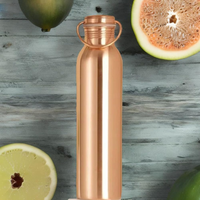 Bouteille d'eau sport en cuivre 99% anti-fuite 1000 ml avec revêtement anti-corrosion, écologique, pour usage extérieur, avec couvercle compatible, unisexe
