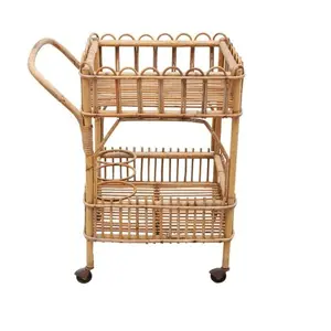 Unique Style Hotel Restaurant Furniture Luxury Rattan Trolley Kitchen Food Tea Coffee Serving Trolley At Sustainable Quality