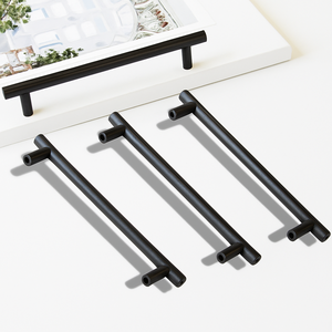 Modern Matte <b>Black</b> Iron Cabinet Handles Kitchen Drawer Pulls T Bar Wardrobe Door <b>Knobs</b> Furniture Hardware for Cupboard Office - Product Image 1