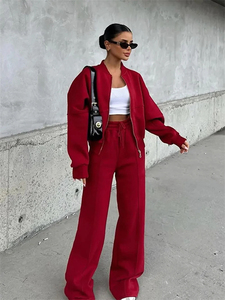 Của Phụ Nữ Hai-Mảnh Tracksuit Set Casual Zip-up Áo Áo Khoác & Thẳng Chân Quần Lỏng Phù Hợp Với Thể Thao Trang Phục Cho Phụ Nữ 2025 - Product Image 3