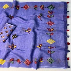 ผ้าลินินอินเดีย บูติกบอลลีวูด ผ้าส่าหรีแบบไม่พิมพ์ลาย งานฝีมือสุดพิเศษ ดีไซน์หรูหรา ล่าสุด คุณภาพพรีเมียม สำหรับผู้หญิง มีสินค้าในสต็อก ผ้าส่าหรีแบบมีสายห้อย - Product Image 1