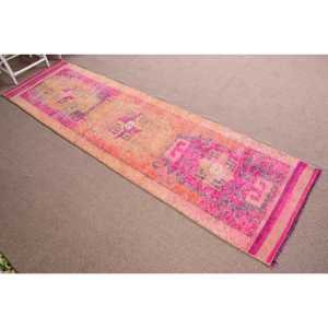 3x10.7 ft Herki Turkish Rug Eco-Friendly Traditional Pink Patchwork Latex Backing Wool Medium Pile <b>Hand</b> <b>Wash</b> - Product Image 3