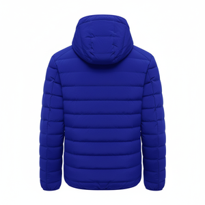 Chaqueta de invierno con capucha de alta calidad personalizada al por mayor para hombre con cremallera frontal y logotipo acolchado de fabricante - Product Image 2