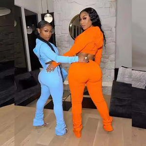 Conjunto Deportivo de Dos Piezas para Mujer, Otoño, Ajustado, de Algodón y Elastano, para Correr - Product Image 2