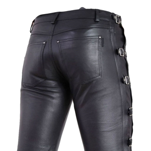 Pantalones de cuero real personalizados para hombres con Personalización completa en cuero de piel de oveja y pantalones largos de cuero Pu tamaño personalizado - Product Image 5