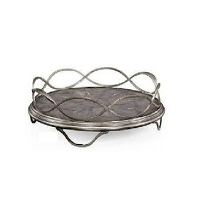 Plateau rond en marbre blanc avec poignée en métal pour la maison, la cuisine, la restauration, le service de nourriture, le thé, le café, le petit-déjeuner, les plats. - Product Image 2