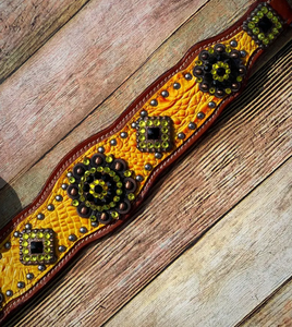 Kaamkaaj Genuine Leather Western Saddle Tack Set Turquoise Rhinestones Lightweight Buckle Closure Headstall Breast <b>Collar</b> - Product Image 5