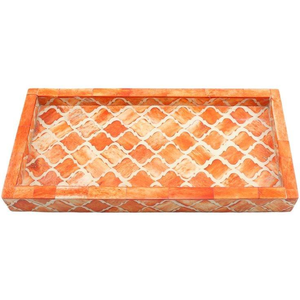 Bandeja Decorativa Hecha a Mano con Incrustaciones de Hueso Floral Art Deco, Florero de Mesa para Decoración del Hogar, para Bodas Elegantes, Regalo de Ramadán o San Valentín para Servir - Product Image 1