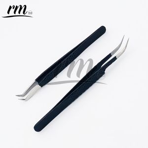RMI Noir Argent Courbé Boot Volume Pointe Lisse Pince À Épiler Extension De Cils Pince À Épiler Avec Nom De Marque Personnalisé Pointe & Emballage - Product Image 5