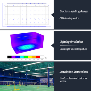 Nouvel éclairage LED intérieur pour terrain de badminton, éclairage LED anti-éblouissement pour terrain de <span class=keywords><strong>padel</strong></span>, luminaire sportif rectangulaire suspendu pour salle de sport - Product Image 3