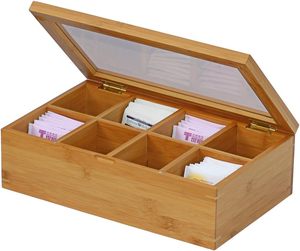 Las elegantes cajas de almacenamiento de madera y bambú más vendidas, Perfectas para organizar té, especias y accesorios de cocina - Product Image 1