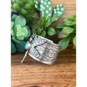 Bobby Johnson Kingman Fashion <b>Cuff</b> <b>Bracelet</b> Turquoise & Sterling <b>Silver</b> Dragonfly Design - Product Image 4