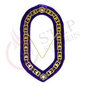 Collar de Cadena con Pedrería de los Caballeros Templarios, Dorado y Plateado sobre Negro, Regalia Ceremonial Premium - Product Image 5