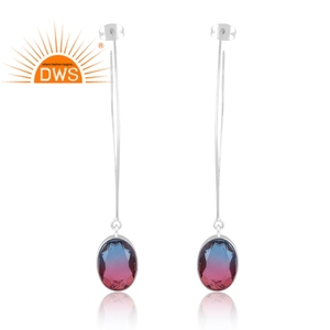 Meilleure vente Boucles d'oreilles créoles en argent sterling bio alexanderite doublet quartz fabricant de bijoux personnalisés - Product Image 3