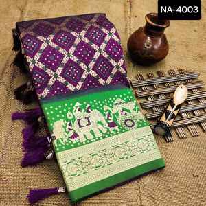 Saree de mariée lourd broderie indienne pakistanaise Salwar Kameez coton Saree pur Jacquard soie Saree avec Weading Border Work - Product Image 4