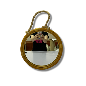 Elegante espejo decorativo de pared de madera de ratán Vintage, cuerda colgante de tamaño personalizado para sala de estar, dormitorio, baño, venta al por mayor - Product Image 1