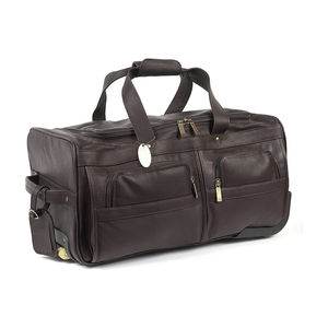 Large Luxury Vintage 14'' Genuine Leather Duffle <b>Bag</b> Polyester High Quality PU Fabric <b>Patchwork</b> Customizable Zipper Fashionable - Product Image 2