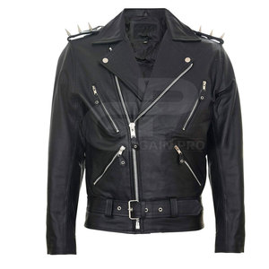 Vestes en cuir pour hommes Vêtements d'extérieur pour hommes Couleur unie Sports de plein air Veste en cuir à vendre - Product Image 1