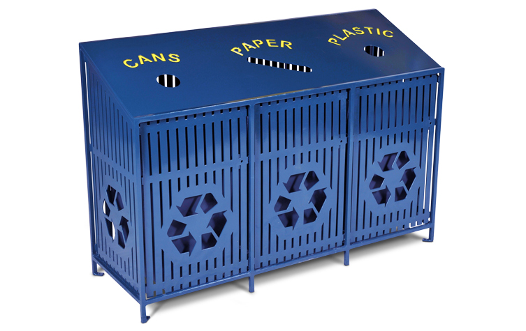 3 Unit Trash Can Outdoor Recycling Trash Receptacle Big Size Dustbin for City Street