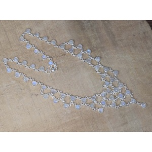 Collar de piedras preciosas de piedra lunar arcoíris personalizado 925 collares de plata sólida para mujeres y niñas joyería hecha a mano al por mayor - Product Image 3