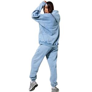 <b>Women</b> Distressed Heavy <b>Weight</b> Plus Size Ladies Tracksuits Cotton French Terry Embroidery Acid Wash <b>Women</b> Tracksuits OEM - Product Image 2