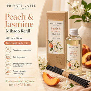 Private Label Peach & Jasmine <b>Reed</b> <b>Diffuser</b> Refill 200ml OEM | Mikado Refill with Sticks | Spain EU - Product Image 2