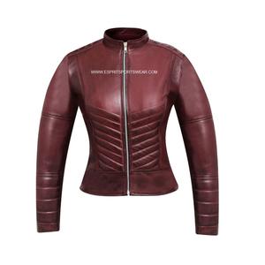 Venta caliente ESPRIT chaqueta de invierno de cuero para mujer en piel de oveja Real cuello alto transpirable viscosa Sherpa forro OEM al por mayor - Product Image 4