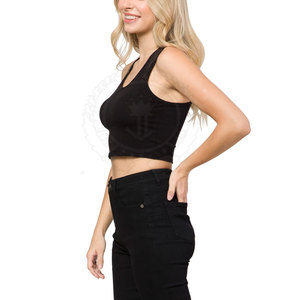 Modern Casual Women's Short <b>Racer</b> Back Tank <b>Top</b> with Front Logo-Breathable & Quick Dry for Gym Training & Active Lifestyle - Product Image 5