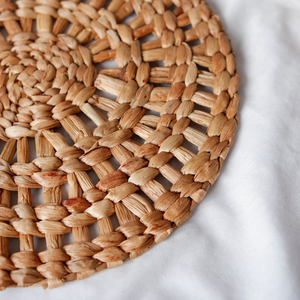 Handmade Natural Water Hyacinth Round Placemat <b>Tight</b> Weave Table Mat - Product Image 3