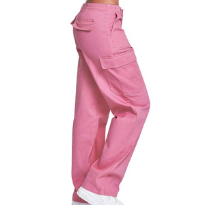 กางเกงคาร์โก้สตรีทแฟชั่นสำหรับผู้หญิงกางเกงคาร์โก้ระบายอากาศได้ดีสีพื้นตามสั่งบริการ OEM - Product Image 3