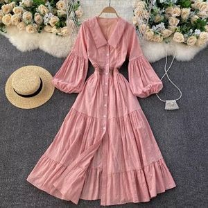Vestidos Maxi de Primavera para Mujer, Casuales, de Manga Larga, Bordados Florales, Cuello Redondo, Estilo Bohemio, para Fiesta en la Playa - Product Image 1
