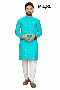 Presentando una obra maestra festiva Precios de fábrica al por mayor Nueva moda elegante Hombres Kurta elaborado con algodón de lino en tonos pastel - Product Image 6