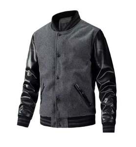 Ropa de calle personalizada de invierno, Chaqueta de manga de cuero, chaquetas universitarias de bombardero de béisbol de talla grande para hombre - Product Image 2