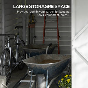 Abri de jardin Outsunny 4,6' x 9' en acier, abri à outils autoportant avec toit métallique, rangement extérieur durable pour outils en métal - Product Image 3